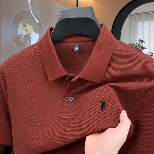 100% pure cotton high-end brand men's short sleeve polo shirt 2026