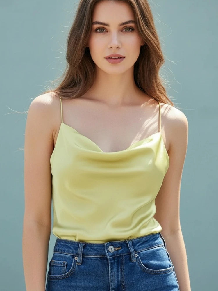 Satin Silk Women Tank Tops Female 2026 Summer Sexy Strap Basic