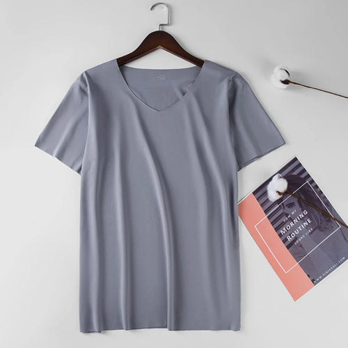 2025 Men's Thin Short Sleeve Ice Silk Without Summer Solid Color T