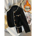 MEXZT Vintage Tweed Jacket Women Elegant Cropped Quilted Coat Commute