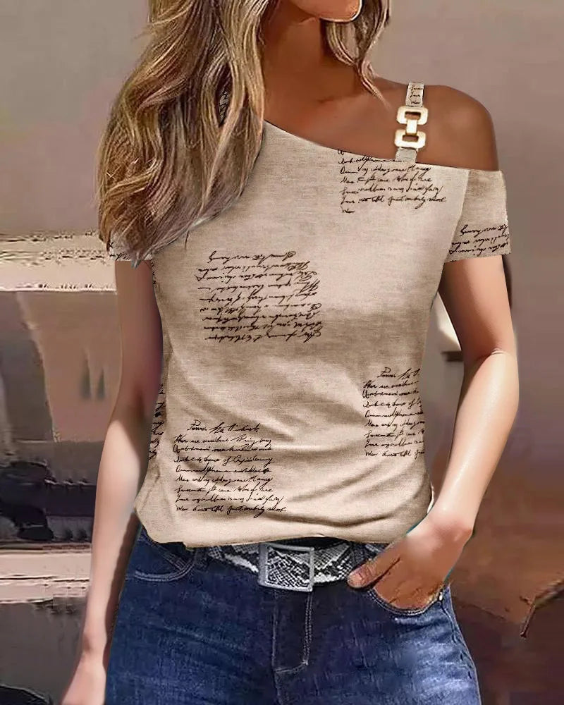 Women Summer Ruffles Short Sleeve Loose T Shirt Chic Elegant Solid O