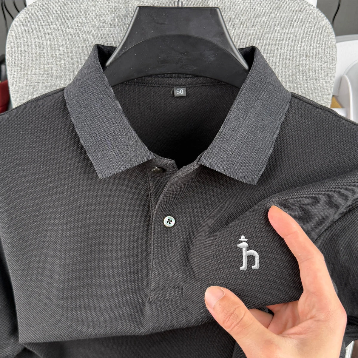 100% pure cotton high-end brand men's short sleeved polo shirt summer