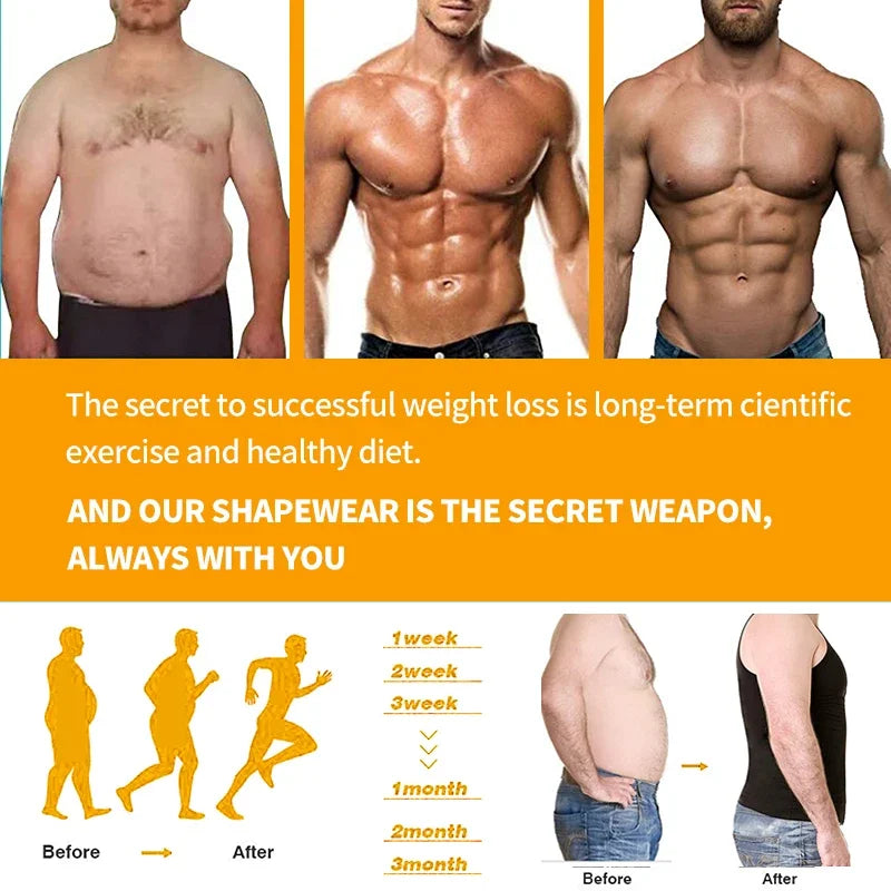 Mens Slimming Body Shaper Shapewear Abs Abdomen Compression Shirt to