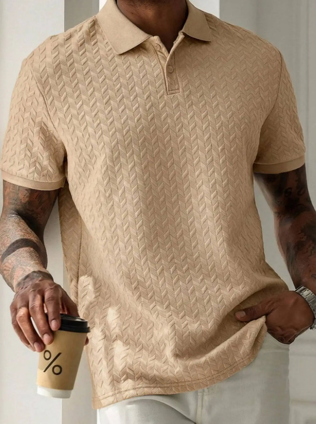 New men's summer breathable polo shirt, short-sleeved pure color