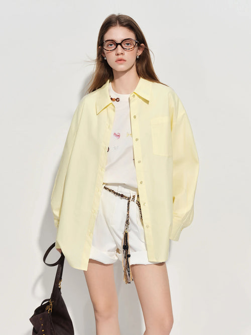 FSLE【Premium Series】Women's French Loose Fit Cotton Shirt Long Sleeve