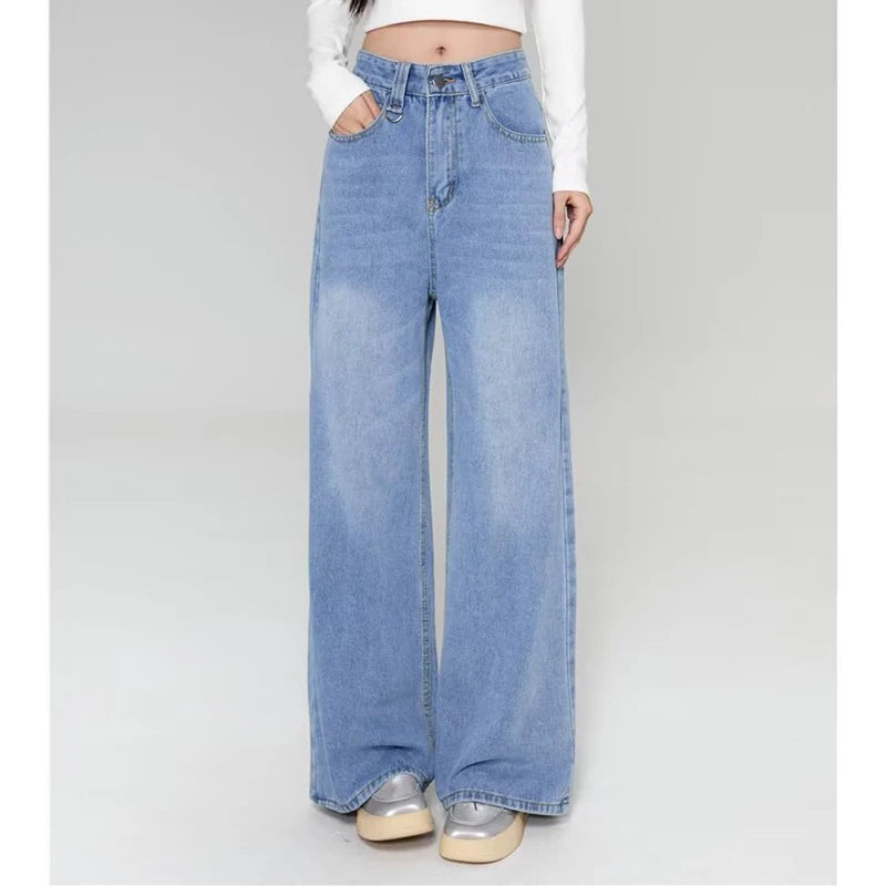 Summer Men Baggy Jeans Unisex Vintage American Style Straight Wide Leg