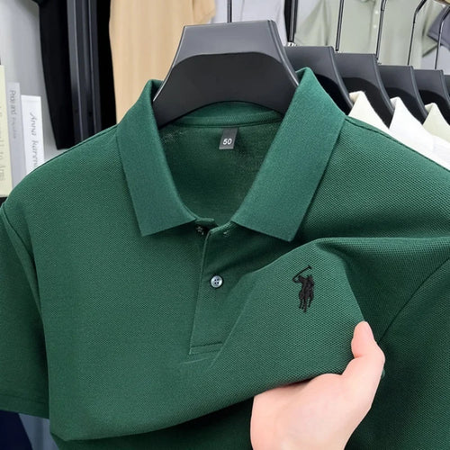 100% pure cotton high-end brand men's short sleeve polo shirt 2026
