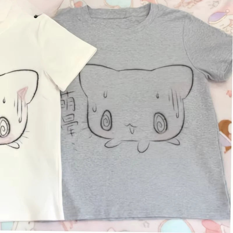 Japanese Oversized T Shirt Women Clothing Short Sleeve O-neck Cute