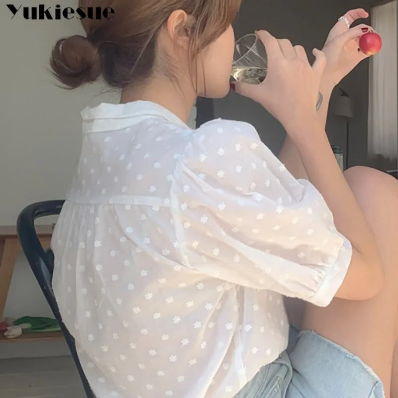 Shirts Women All-match V-Neck blouse shirts and tops  Korean Style