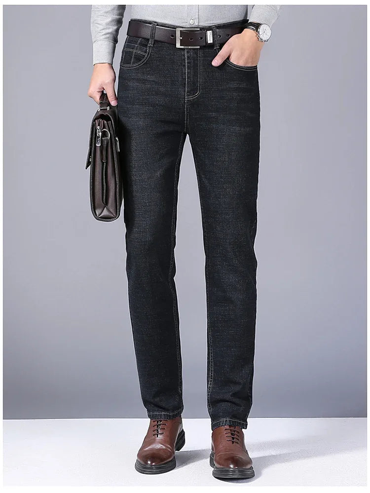 2026 New Korean Men's Casual Long Jeans Classic Man Straight Denim