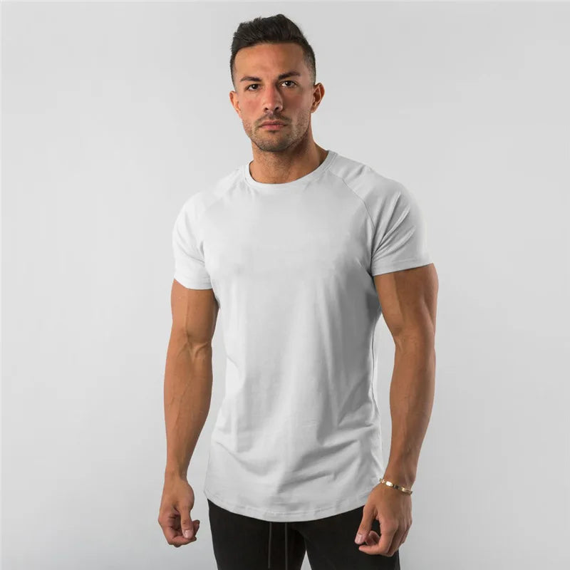 T Shirt Men Casual Short Sleeve Muscle Joggers Bodybuilding Tshirt