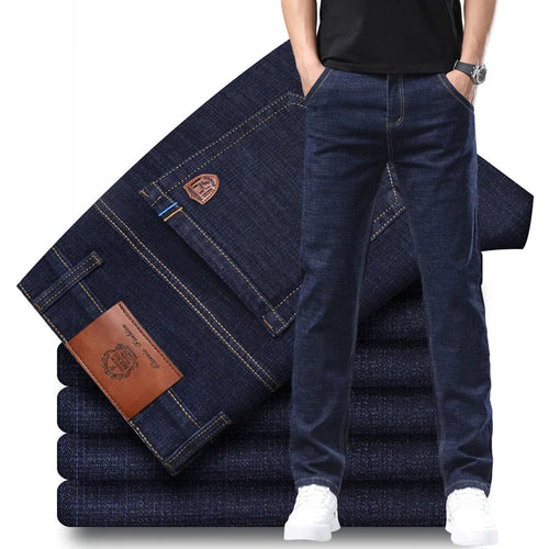 2024 Fashion Men Stretch Loose Straight Jeans Casual Elastic Slim Fit