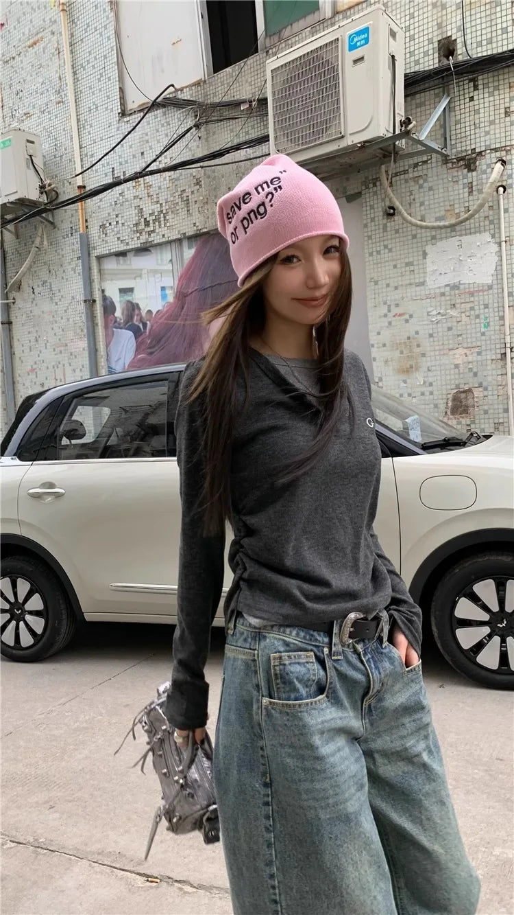 Women's T-shirt fake two piece long sleeved T-shirt for autumn and
