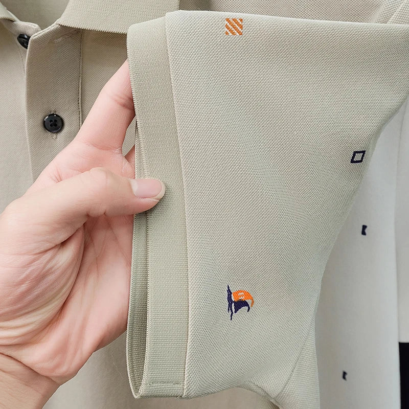 High Quality Man Summer Short-Sleeved Polo Shirt Lapel Button