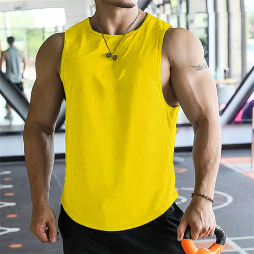 2024 new Men Tank Tops Sleeveless Shirt Polyester Mesh Material Quick