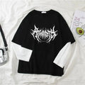 Women Atrocity Print Graphic Fake Two Long Sleeved T-shirts Fashion