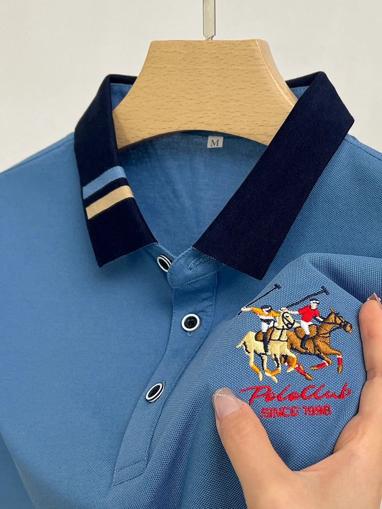 Men's Cotton New Summer Exquisite Embroidered Short Sleeved Polo Shirt
