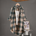 Spring/Summer 2025 Stylish Women's Button-up Shirt with Plaid Pattern,