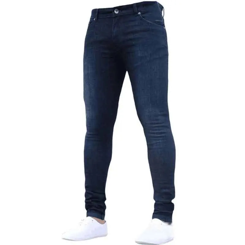 Solid Color Fashion Men Casual Pants Stretch Jeans Skinny Work