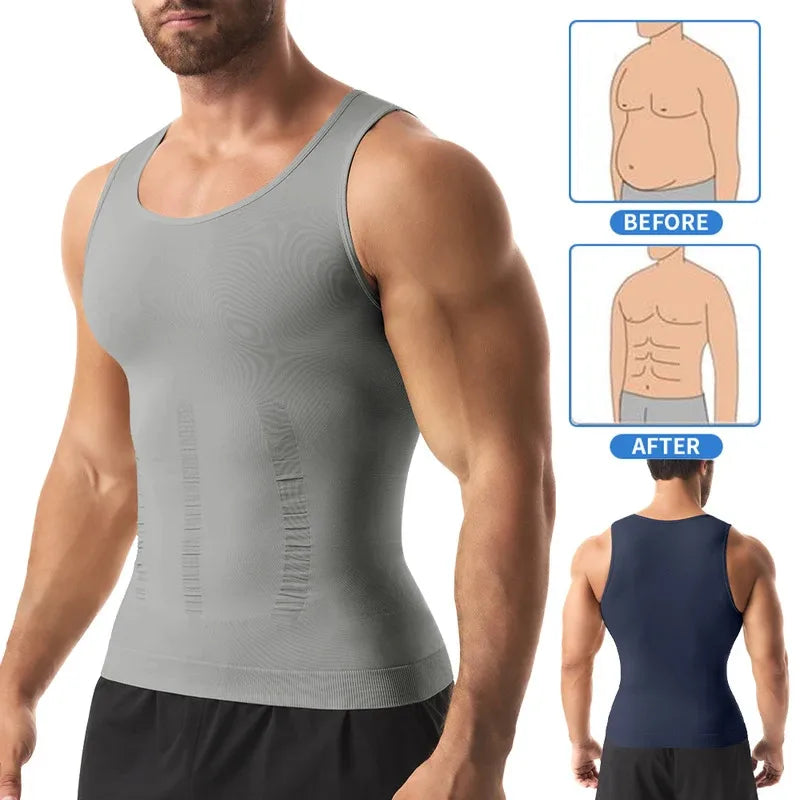 Men Compression Shirt for Body Shaper Slimming Vest Tight Tummy