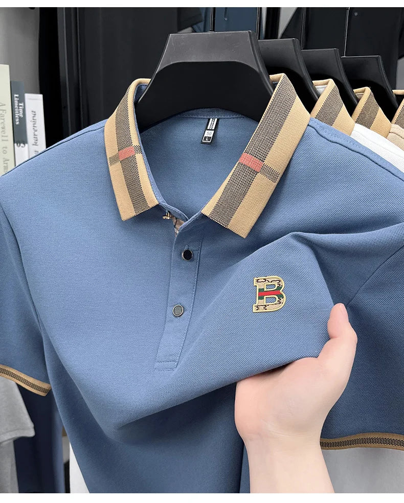 Summer Men's Luxury Brand Letter POLO Shirt Skin Friendly Comfortable