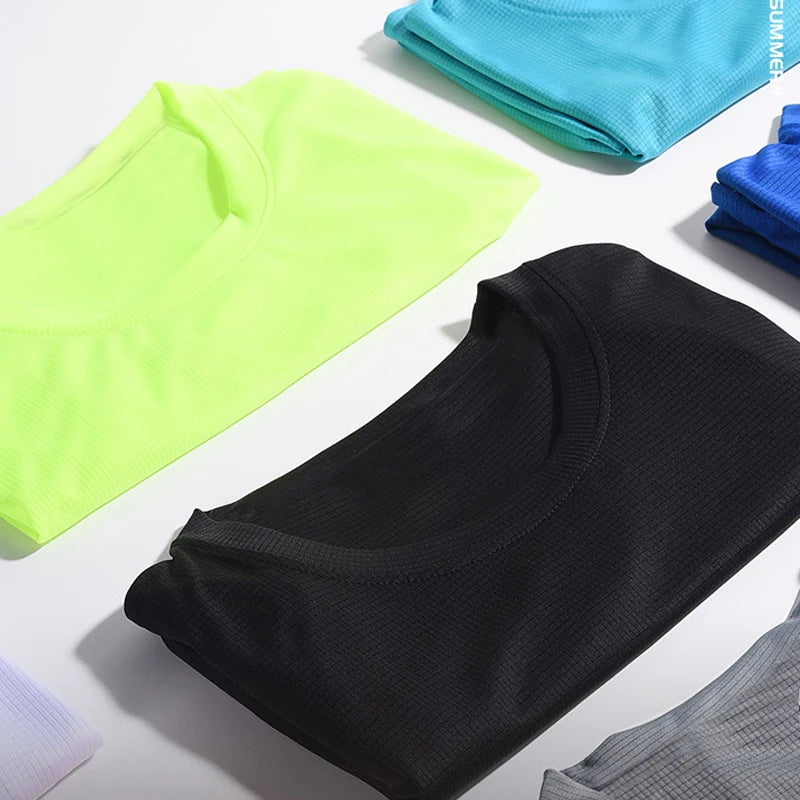 Summer Mens Quick Dry Running Bodybuilding Shirts Sport Gym t Shirt