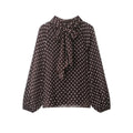 Women's Dots Printed Blouse Shirt Spring Autumn Fashion Long Sleeve