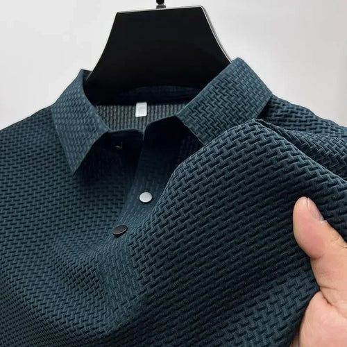 Summer New Men's Lop-up Hollow Short-sleeved Polo Shirt Ice Silk Brand