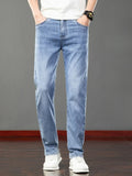 2026 Summer Men's Jeans Slim Fit Jeans Thin Stretch Straight Light