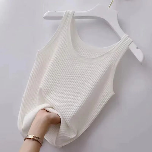 Women Tanks Tops Summer Spring Casual All-match Sleeveless Slim Thin