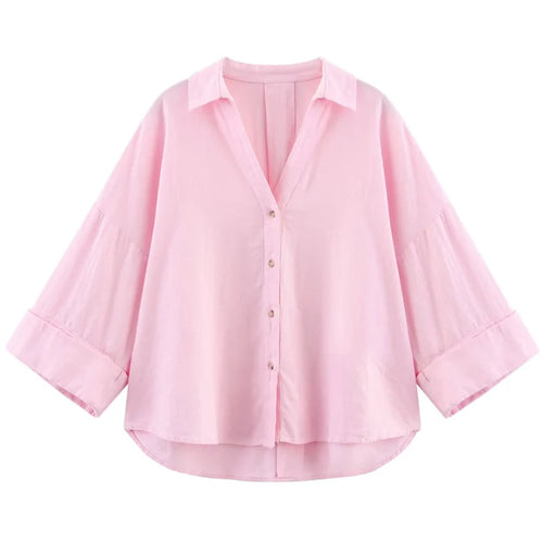 HXAO Women's Shirt Oversized Blouse Summer Shirt & Blouse Yellow Pink