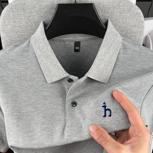 100% pure cotton high-end brand men's short sleeved polo shirt summer