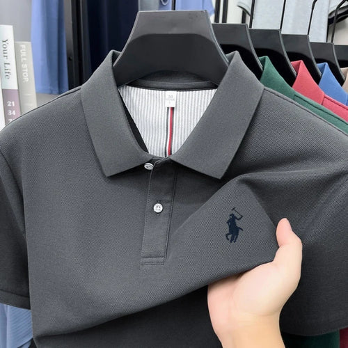 100% pure cotton 2026high-end brand men's short sleeve polo shirt