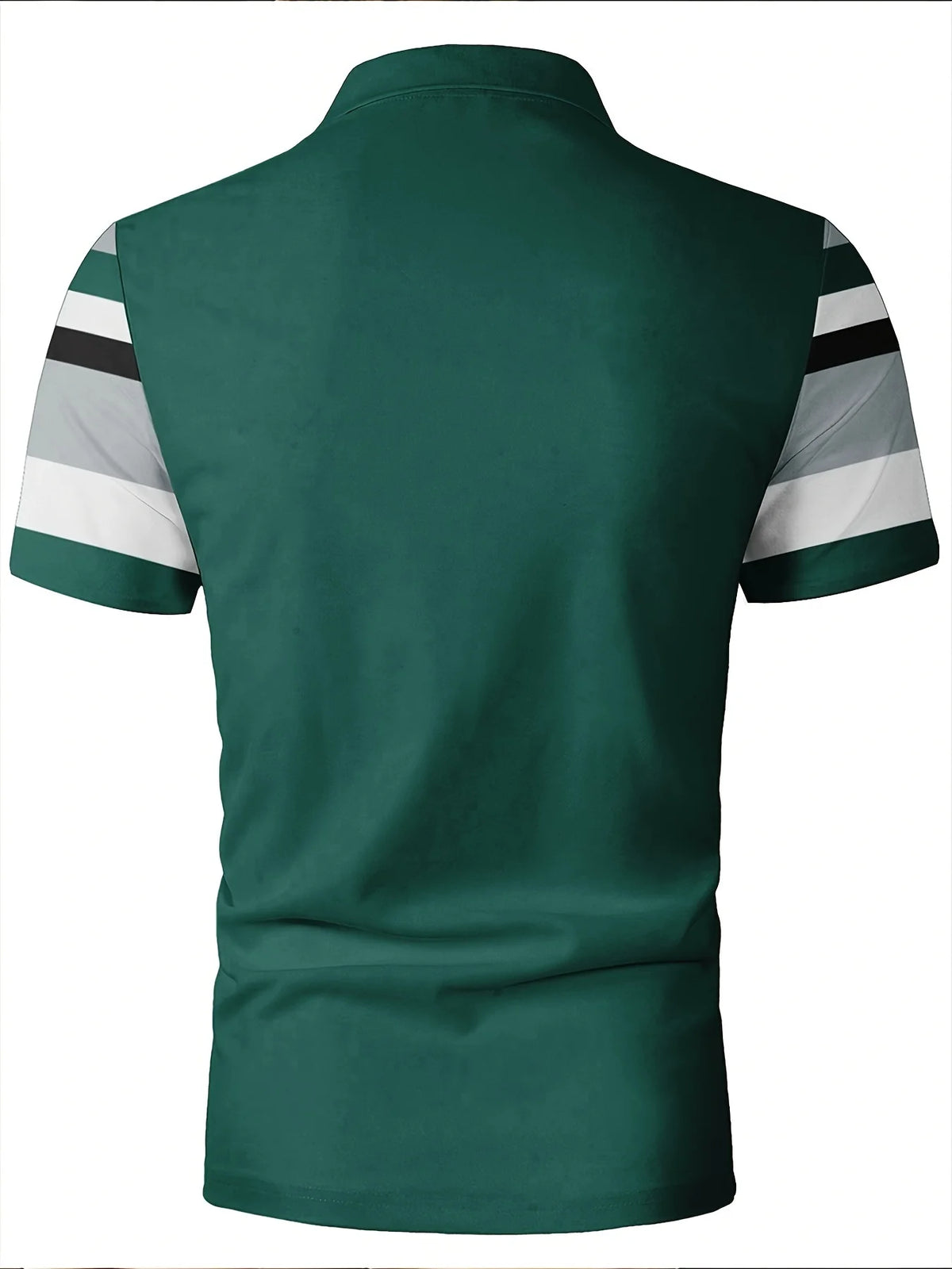 Men's Casual Stripesd Plaid 3D Printed Golf Shirt, Short-Sleeved