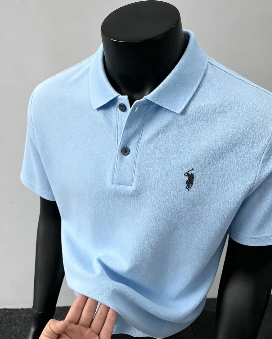 100% pure cotton high-end brand men's short sleeve polo shirt 2026