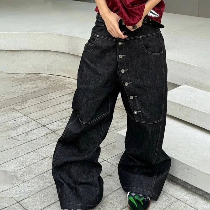 2 Piece Korean Retro Men'S Jeans Spring And Autumn Styles Loose Wide