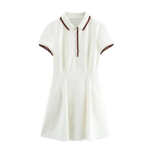 MUJER 2025 White Short Dresses for Women Polo Shirt Spring Mini Dress