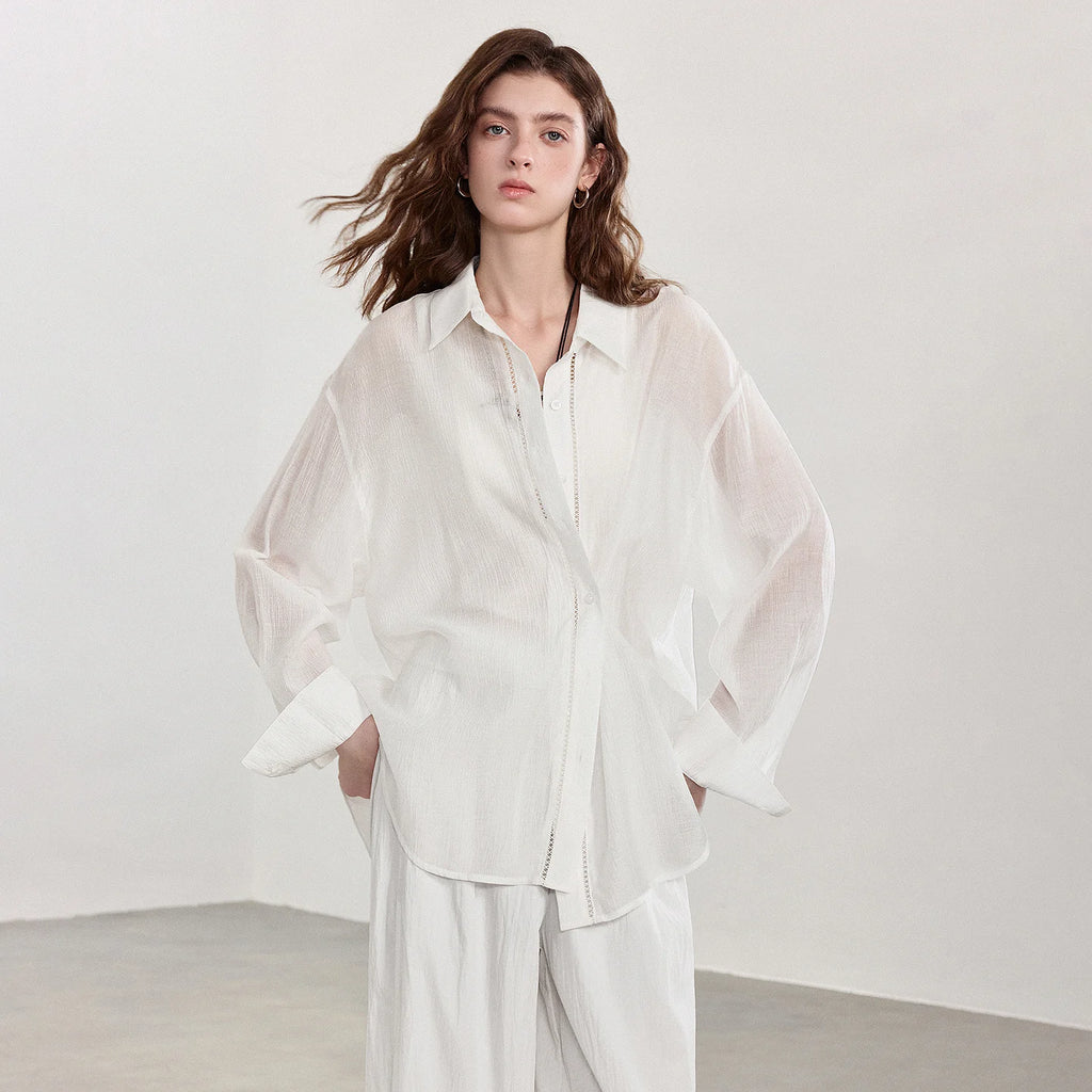TOYOUTH Women Shirt 2026 Spring New Lyocell Acetate Vacation Commuter