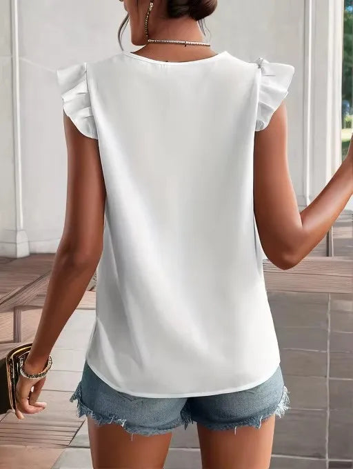 Elegant women's blouse with lace, sleeveless, summer tunic,
