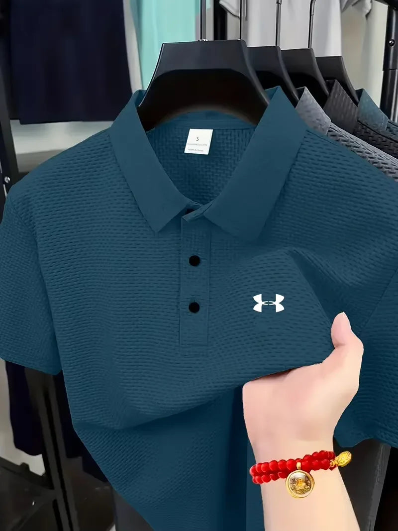 Men's Fashion Casual Bubble Cloth Short Sleeve POLO Shirt Top Upper