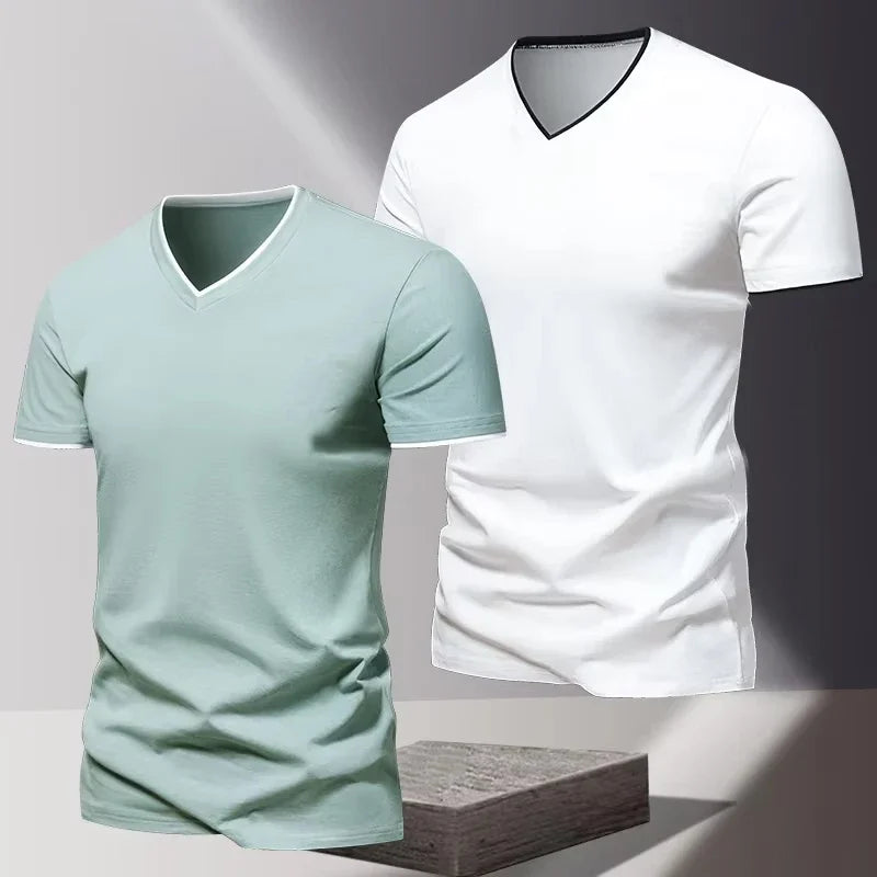 V-neck Short Sleeved Men's T-shirt, Men's Sports and Leisure T-shirt,