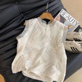 2025 Summer French Style Elegant Ruffled Sleeveless Chiffon Blouse