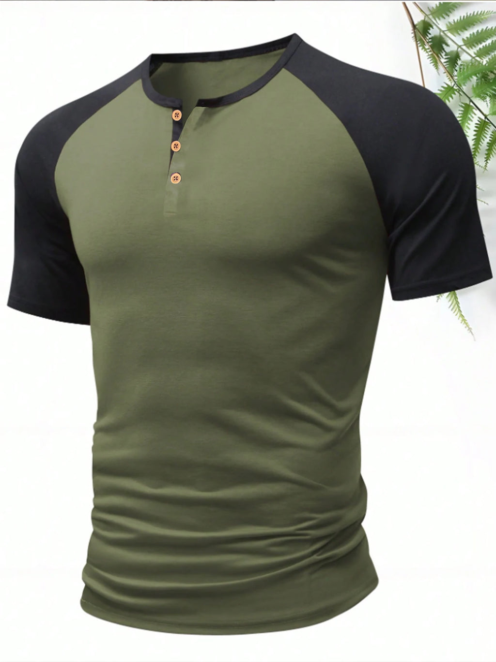 Men's Fashion Henley T-Shirt Summer Loose Crew Neck Short Sleeve