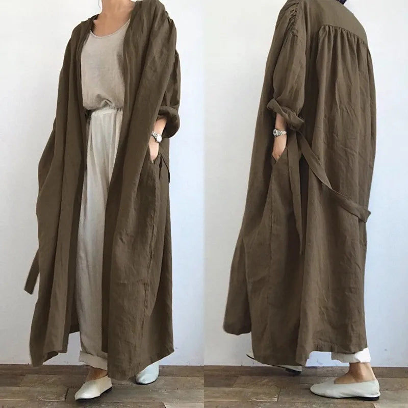 2023 Cotton Long Cardigan Women's Autumn Blouse Casual Long Sleeve