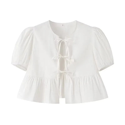 MUJER Ruffle Blouses Woman Puff Sleeve Shirts and Blouses for Women