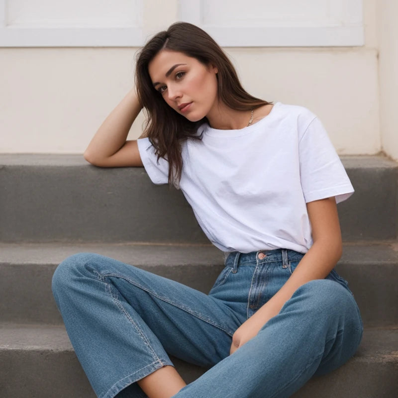 Cotton Short Sleeve Tops 220 Grams Heavy T-shirt Y2k Casual
