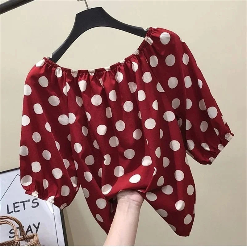 Women Spring Summer Style Loose Blouses Shirts Lady Casual Slash Neck