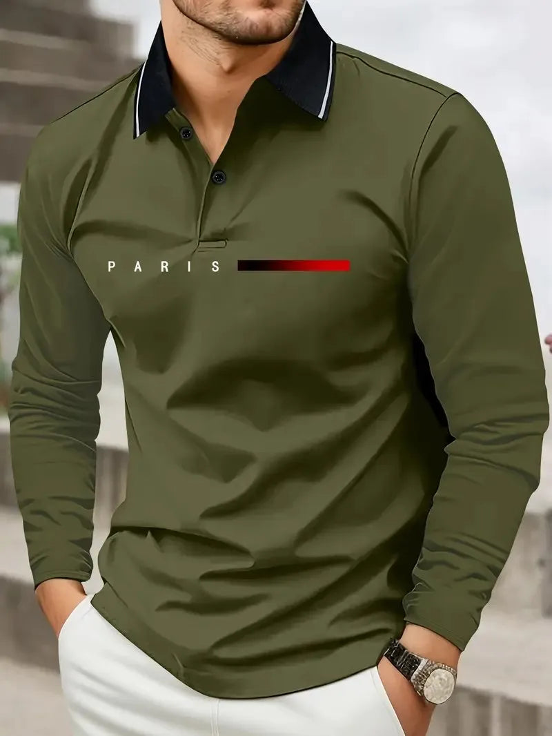 The new men's long-sleeved POLO shirt for Spring and Autumn 2025 is