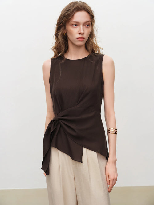ZIQIAO 2026 Summer New [Blogger's Pick] Asymmetric Waist-Cinching
