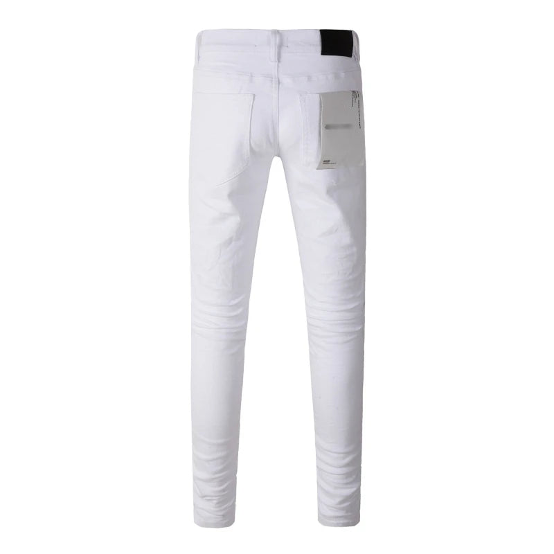 Spring New Men's White Skinny Jeans High Quality Slim Fit Trousers